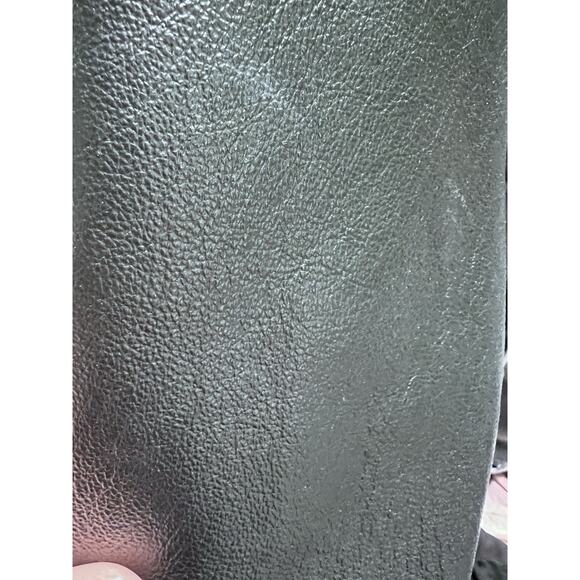 Vintage 90s Y2k Black Soft Leather Coat Cinched Waist Mid Length Sz 16 Faux Fur - Picture 16 of 16